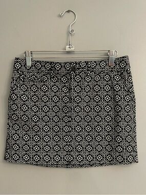 Y2K Old Navy Black and White Patterned Mini Skirt